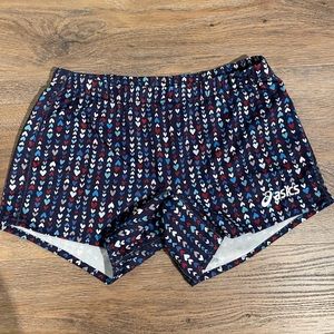 Aisics running shorts “hearts” spandex women’s xs